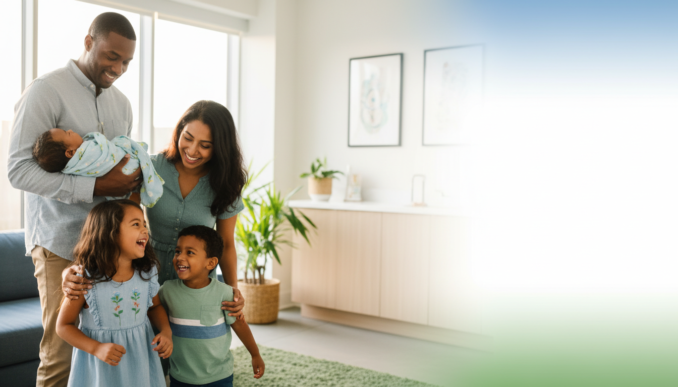 Happy family with children